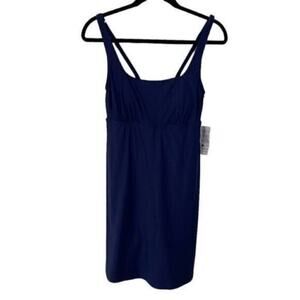 NWT Modest Land's End Swim Dress Built in Swim Shorts Navy Blue Size 6
